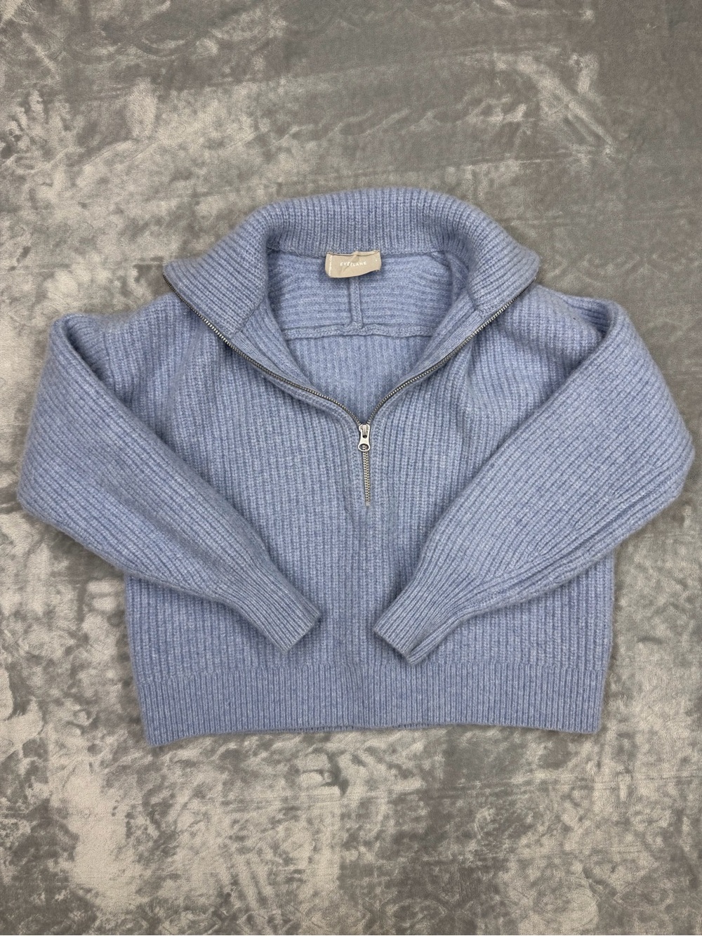 Everlane Ribbed Periwinkle The Half-Zip Sweater in Luxe Merino
